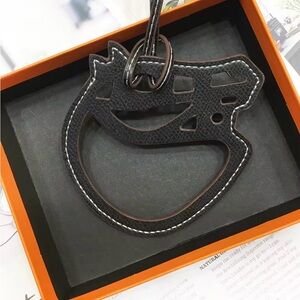 Black Leather Horse Head Bag Charm